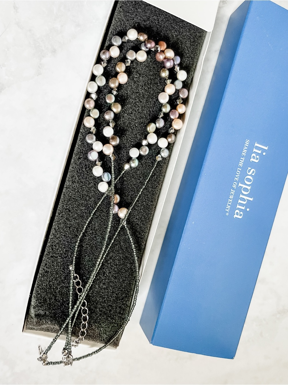 Lia Sophia Multi-Color Pearl Long Necklace - Picture 2 of 3
